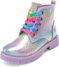 DREAM PAIRS Girls Boys Glitter Ankle Boots Side Zipper Combat Shoes be