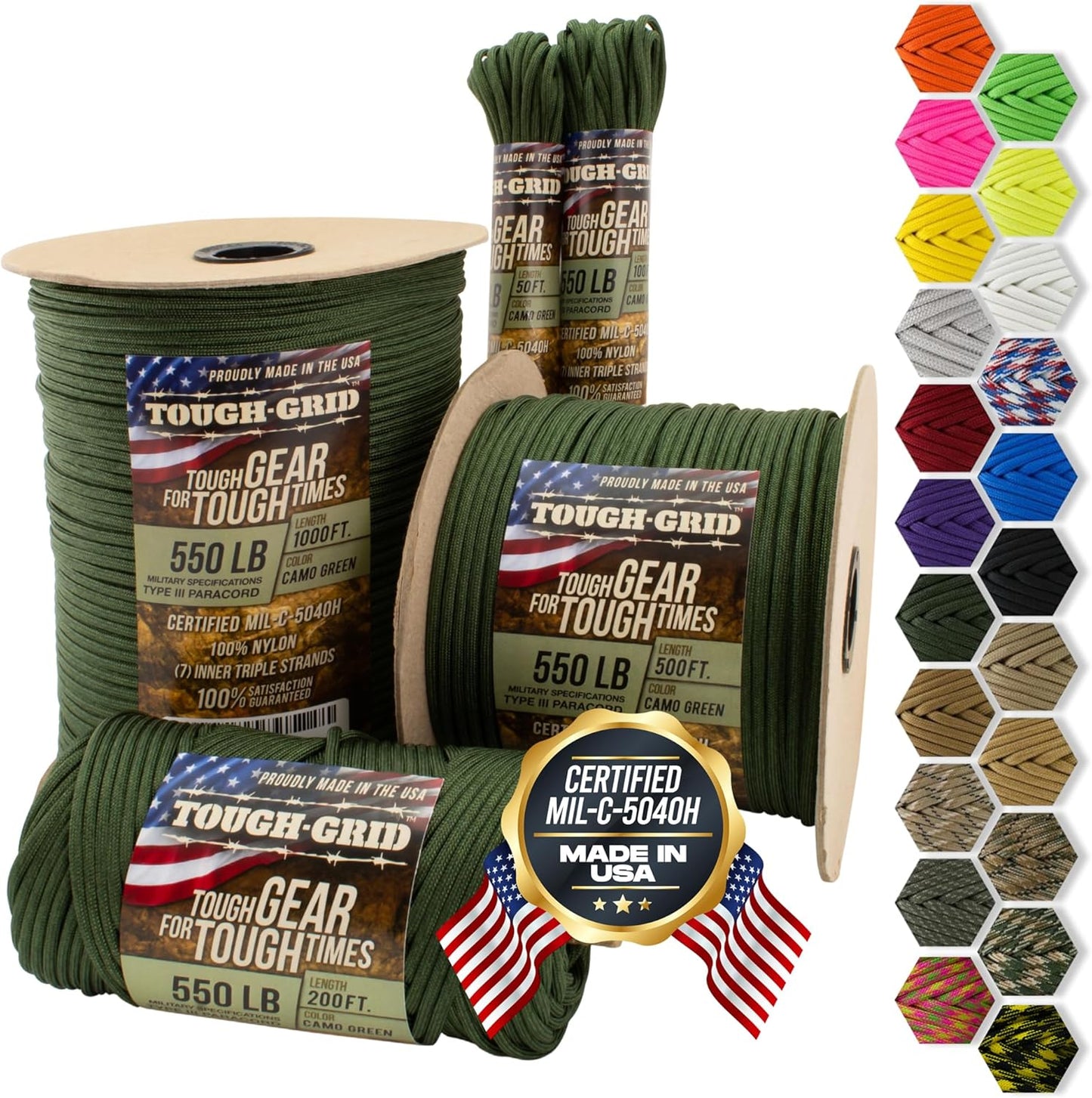 TOUGH-GRID Paracord Rope 550 lbs for Survival and Camping