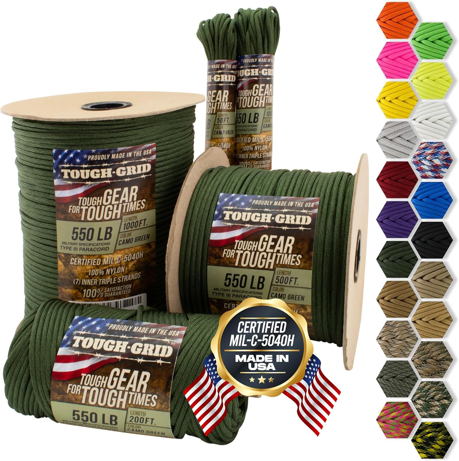 TOUGH-GRID Paracord Rope 550 lbs for Survival and Camping