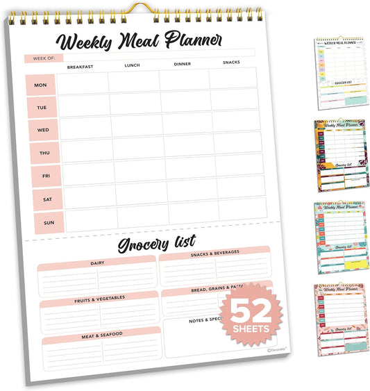 Minimalist Pink Meal Planner Pad - 52 Sheets