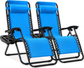 Adjustable Steel Mesh Zero Gravity Lounge Chair Set - Light Blue