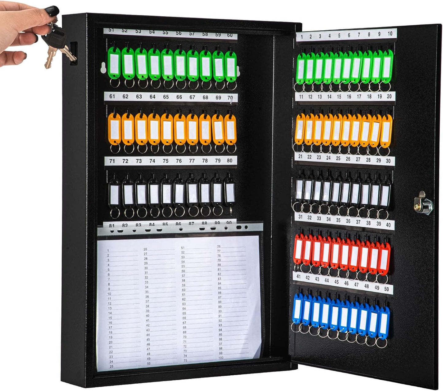 UMEKEN Key Box Wall Mount 100 Position Metal Valet Key Cabinet