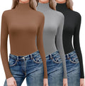 Ekouaer Women 3 Pack Ribbed Turtleneck Thermal Tops - Lightweight