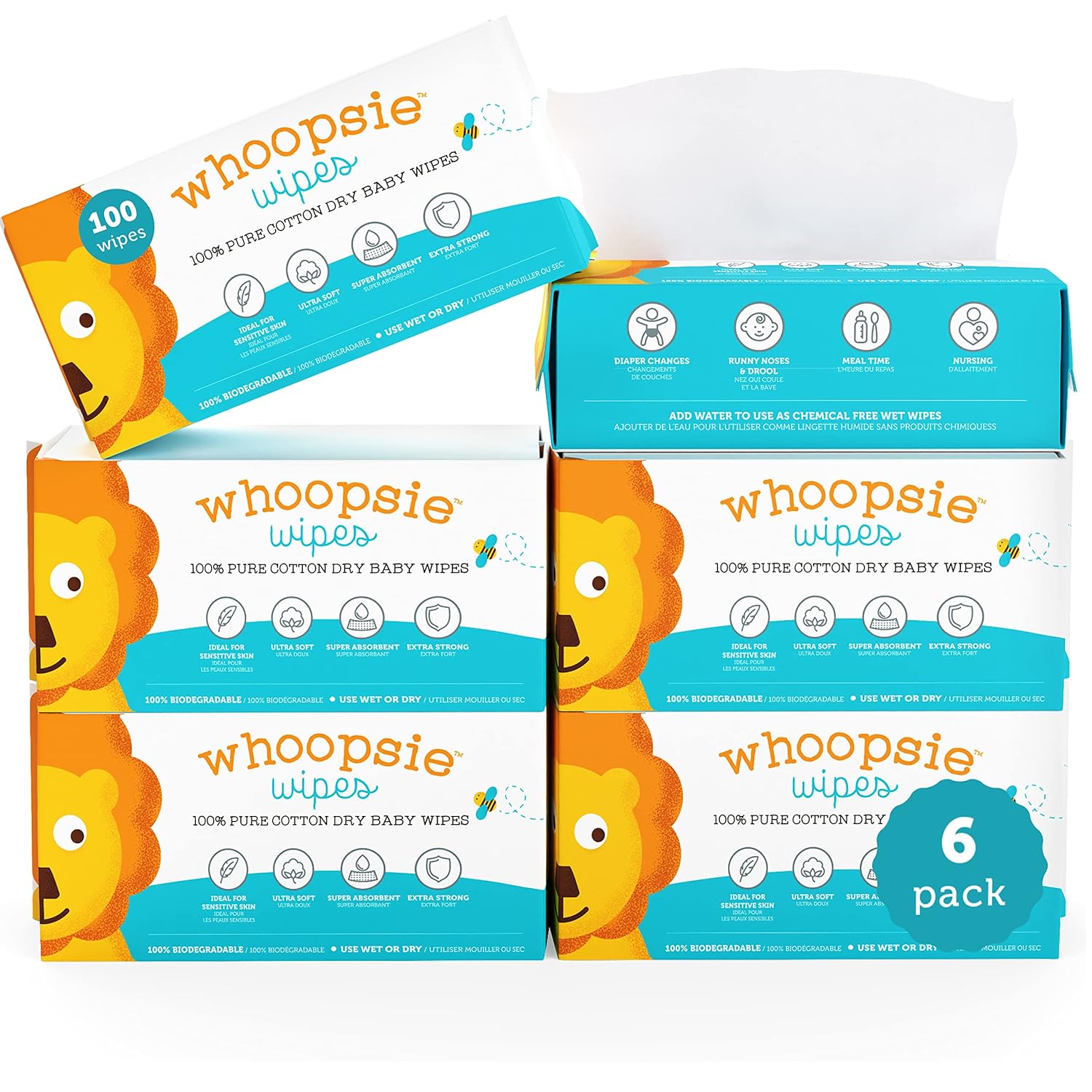 Ultra-Soft Whoopsie Wipes - 100% Cotton | 600ct
