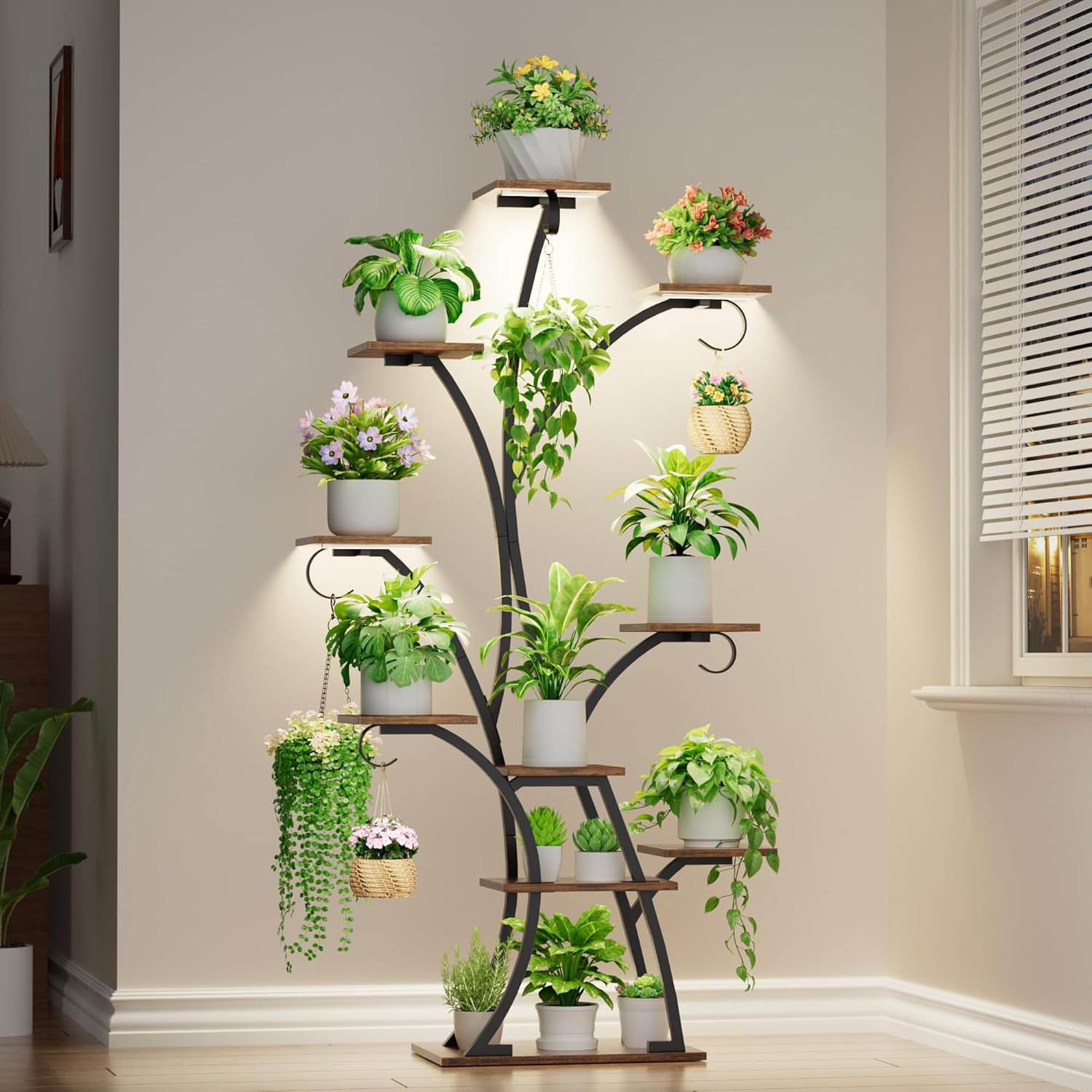 Plant Stand Indoor with Grow Lights - 64in Tall Corner Display