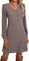 Ficerd Women's Knit Long Sleeve Sweater Dress - Flattering