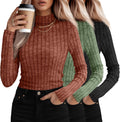 3 Pack Women's Mock Turtleneck Sweaters - Lightweight Ribbed Tops 95%