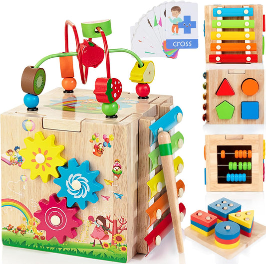 Montessori 8-in-1 Activity Cube for Ages 1-2 | Educational Toy