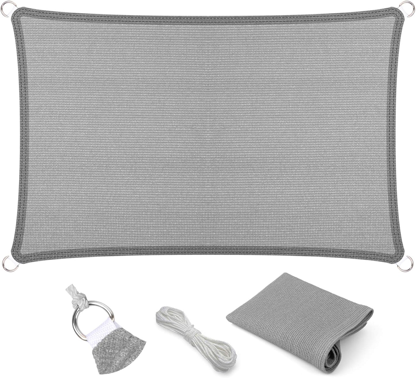 Eden's Decor Rectangular Sun Shade Sail 13ft x 17ft Grey Canopy