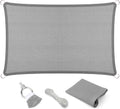 Straight Flat-Edged Sun Shade Sail Rectangular 13ft x 22ft Grey - UV