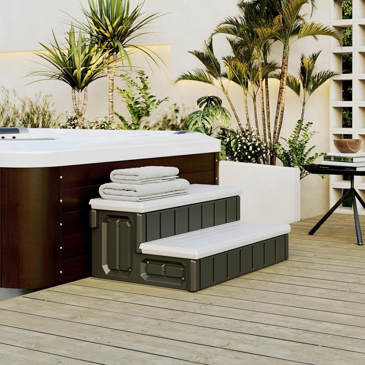 KUAFU Universal Spa Hot Tub Steps with Storage and Stability