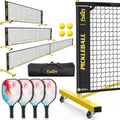 Portable 3-in-1 Pickleball Set with 4 Paddles and Carry Bag