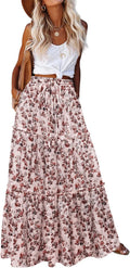 Womens Casual Maxi Skirt High Waist Boho Floral - Flowy Comfort