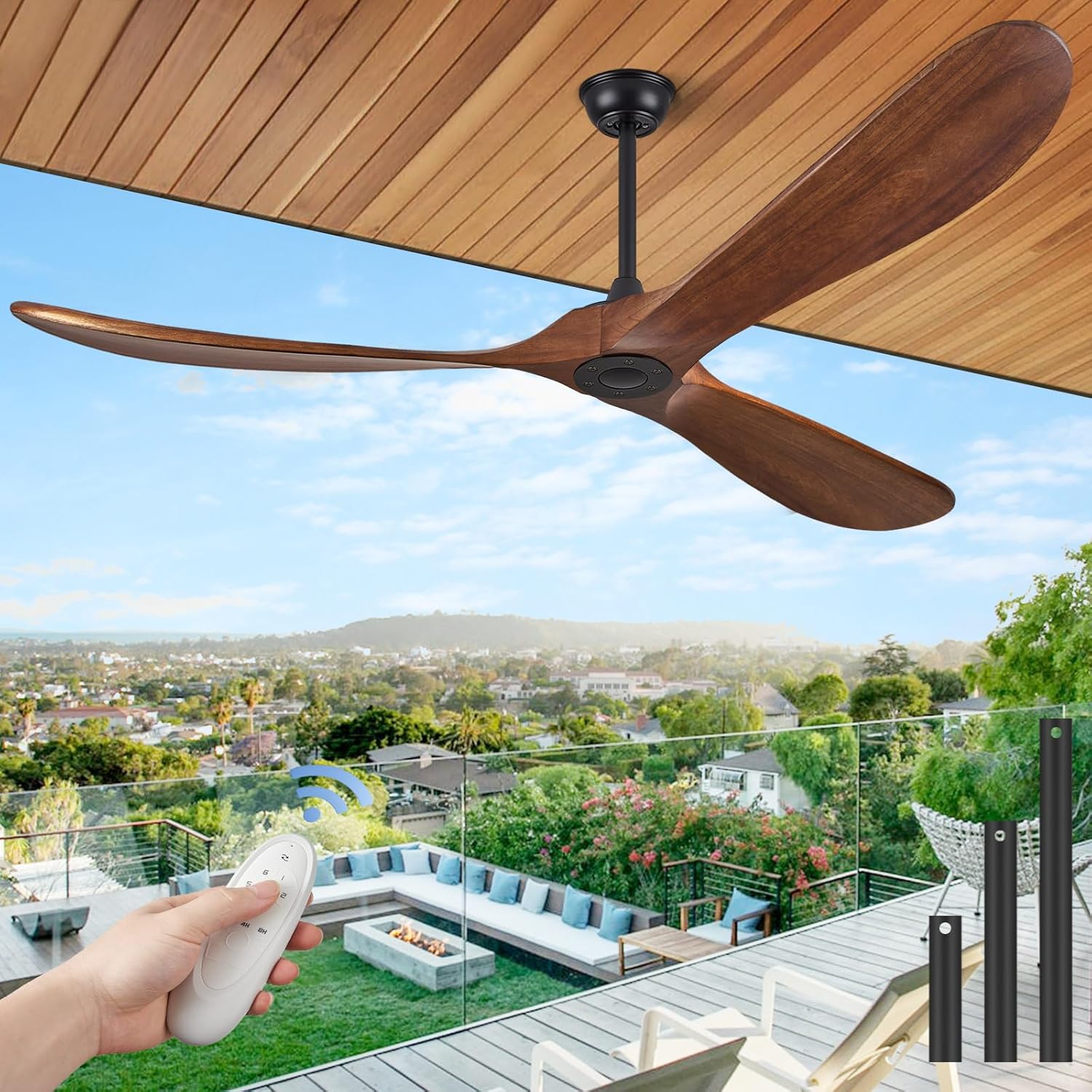 ABZ 72 Inch Outdoor Ceiling Fans with Remote Control for Patios