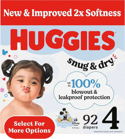 Huggies Size 4 Diapers: 92 Count, Snug & Dry Protection