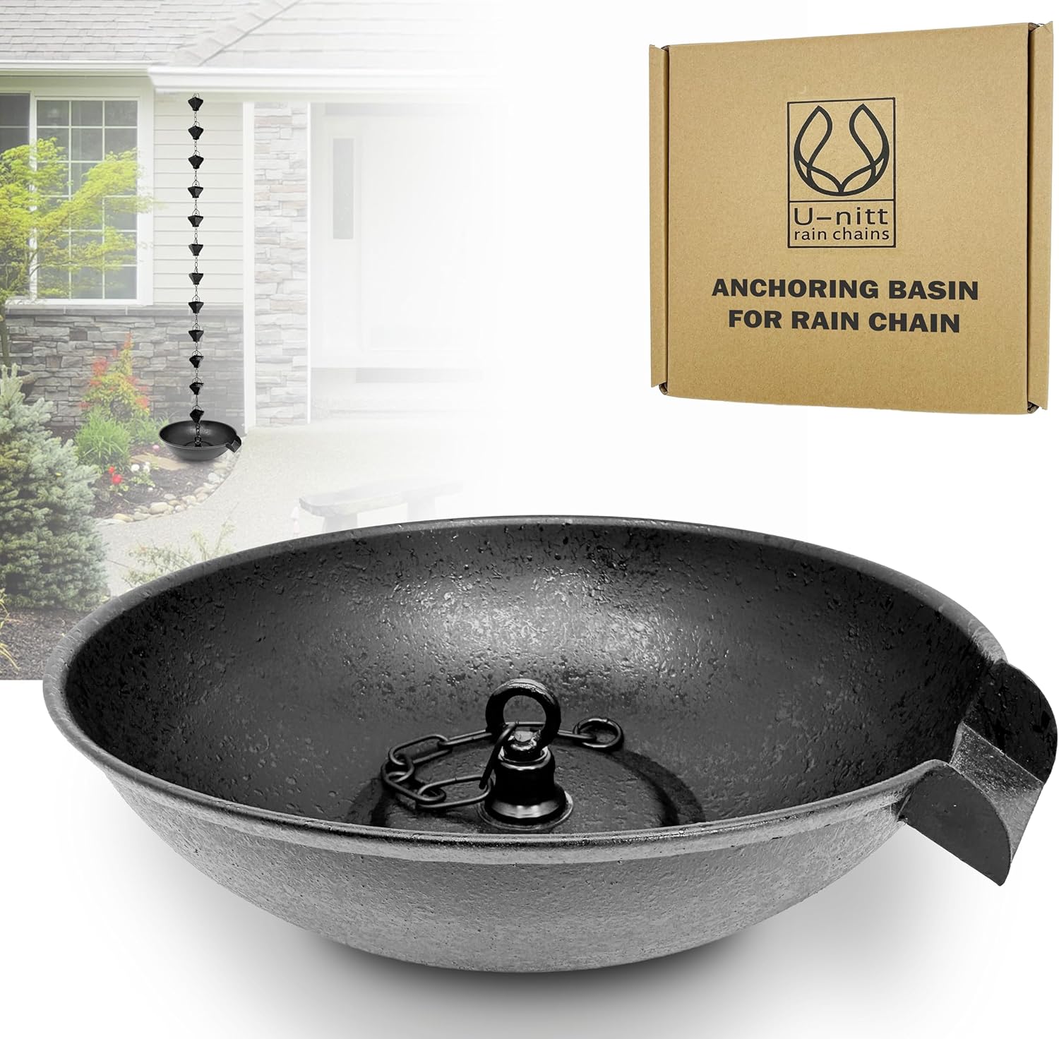 12 Spill Bowl Catch Basin for Rain Chain Anchoring & Water Fountain