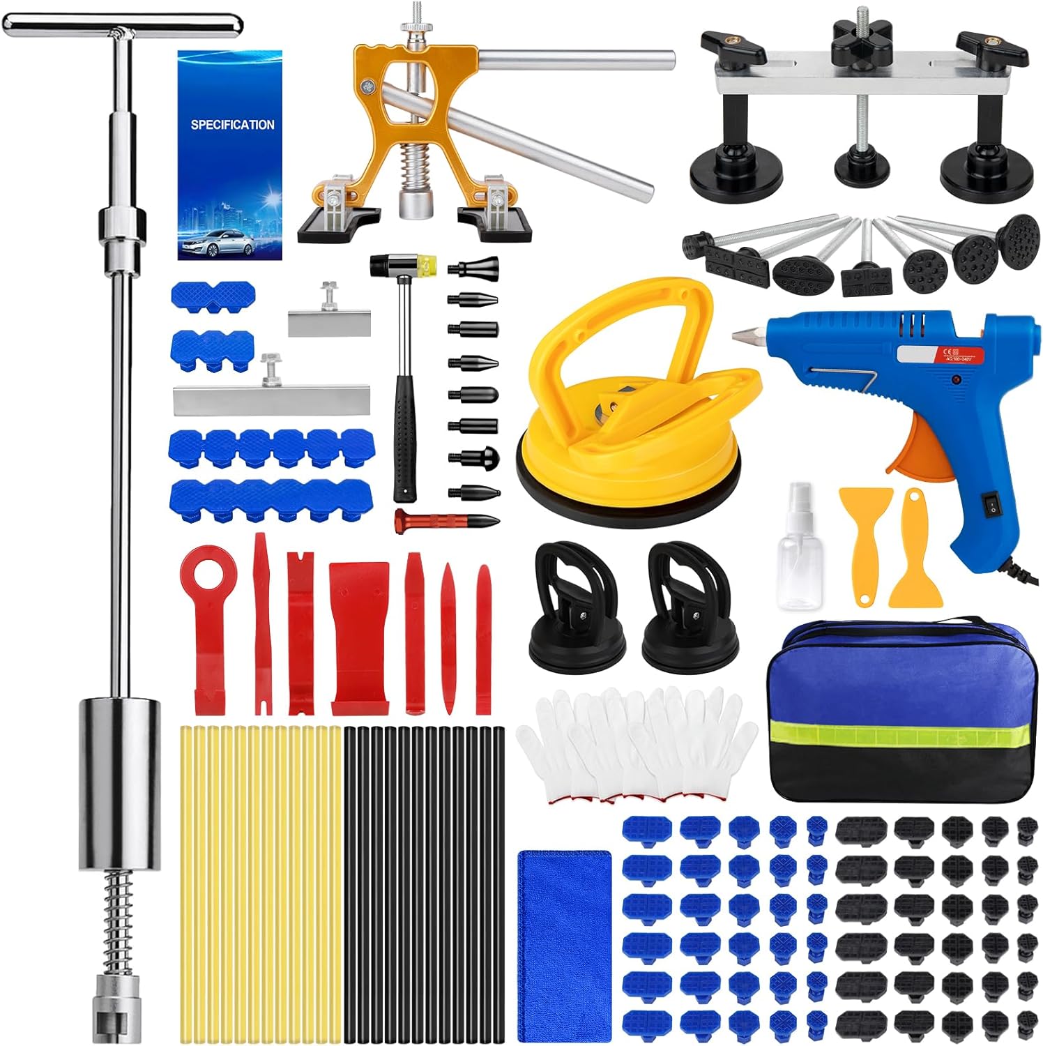 135Pcs Car Dent Puller Kit for Easy Paintless Dent Removal