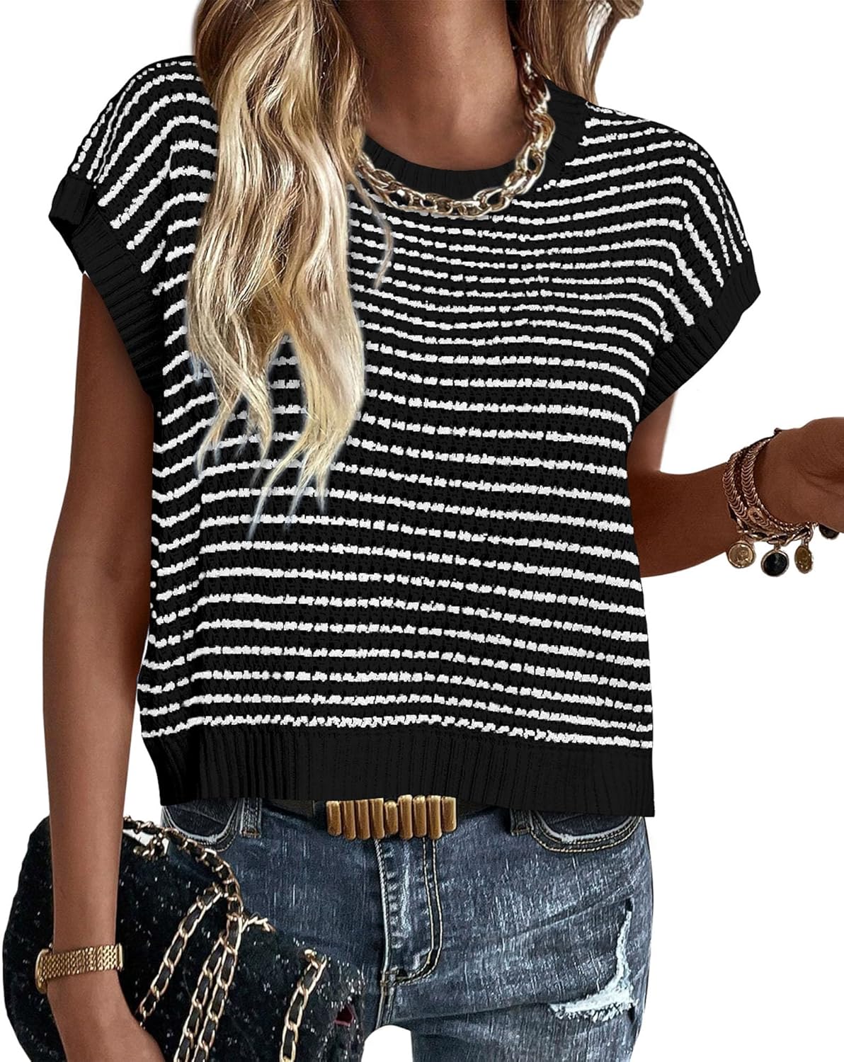 PRETTYGARDEN Womens Short Sleeve Sweater for Stylish Summer Wear