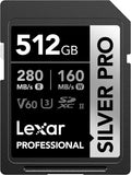 Lexar 512GB Professional SILVER PRO SD Card - Fast UHS-II Performance