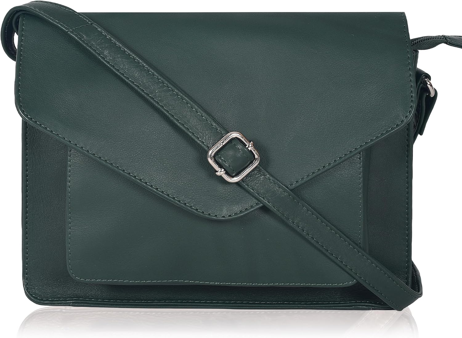 Genuine Leather Crossbody Handbag with Adjustable Strap 9x10.5ft