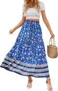 ZESICA Women's Bohemian Floral Printed A Line Maxi Skirt