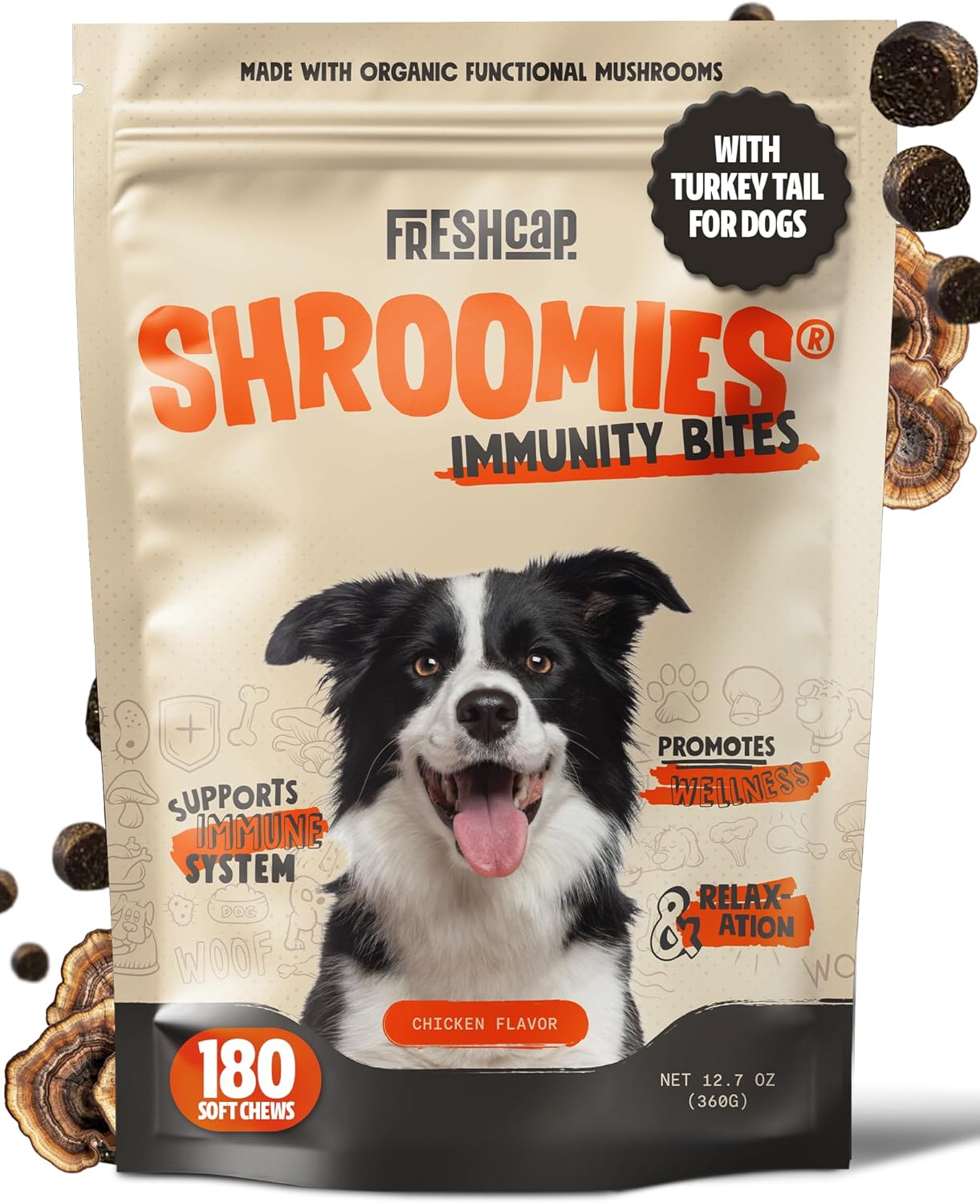 FreshCap Mushrooms Shroomies - 13 in 1 Turkey Tail for Dogs