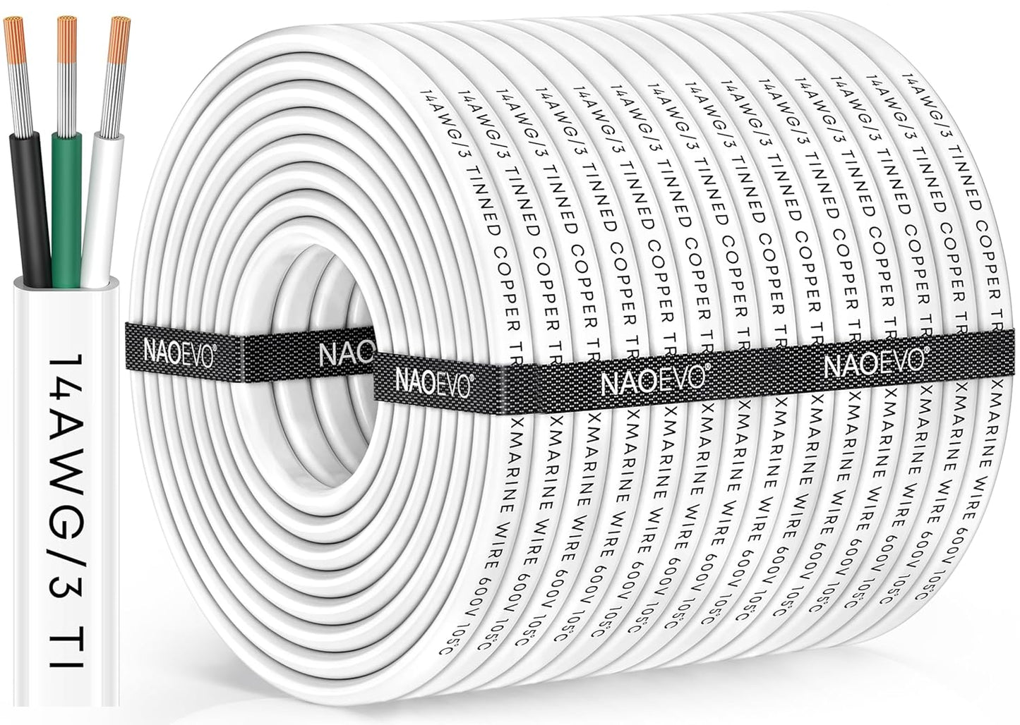 NAOEVO 14 Gauge Marine Wire for Boat, RV, Solar, and More