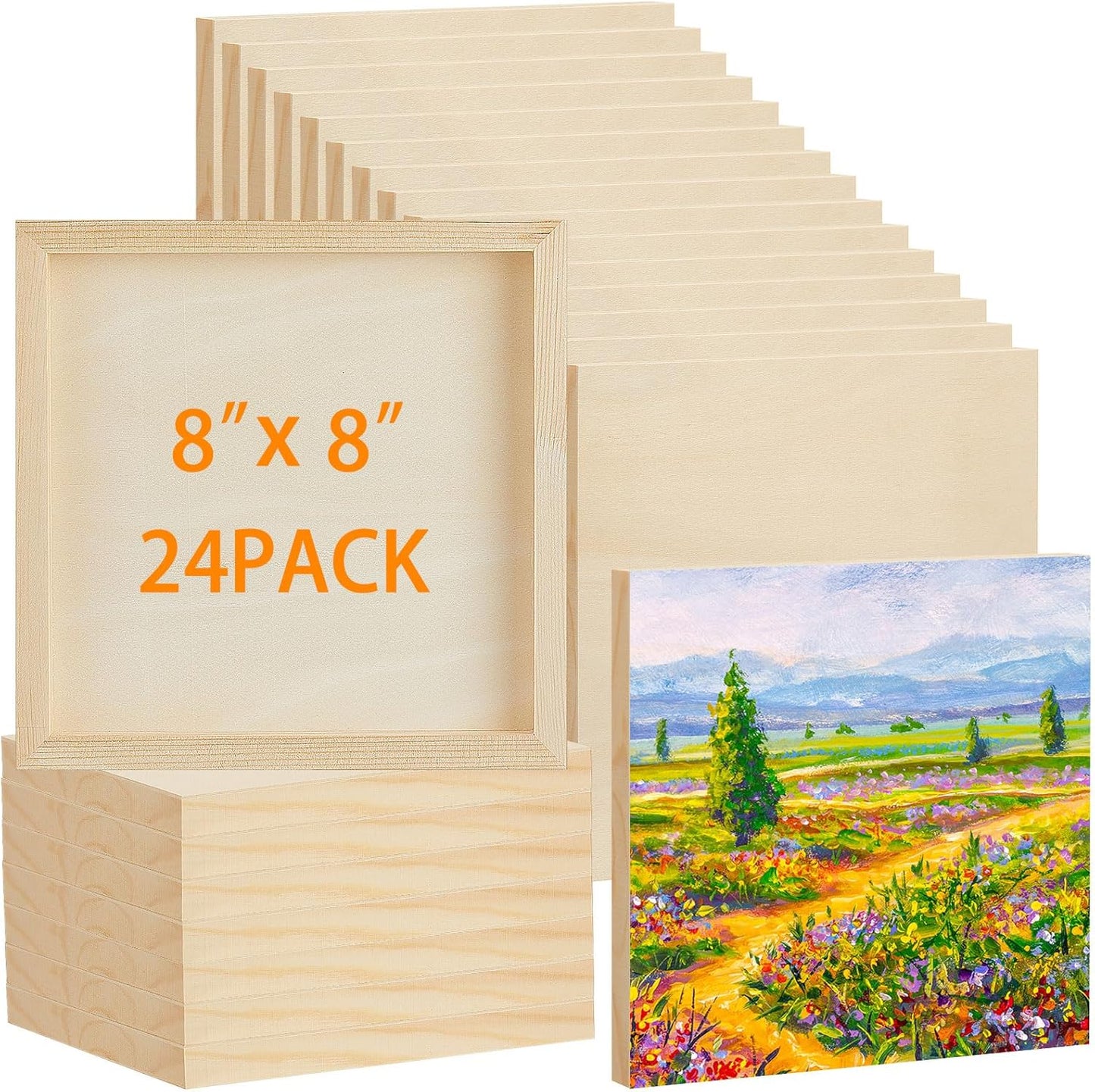 Barydat 24 Pcs Wood Panels for Painting - Unfinished Canvas Boards