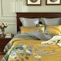 mixinni Queen Size Duvet Cover Set - Golden Floral Cotton
