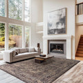 8x10 ft Area Rug Boho Indoor Rug Low Pile - Machine Washable, Non-Slip
