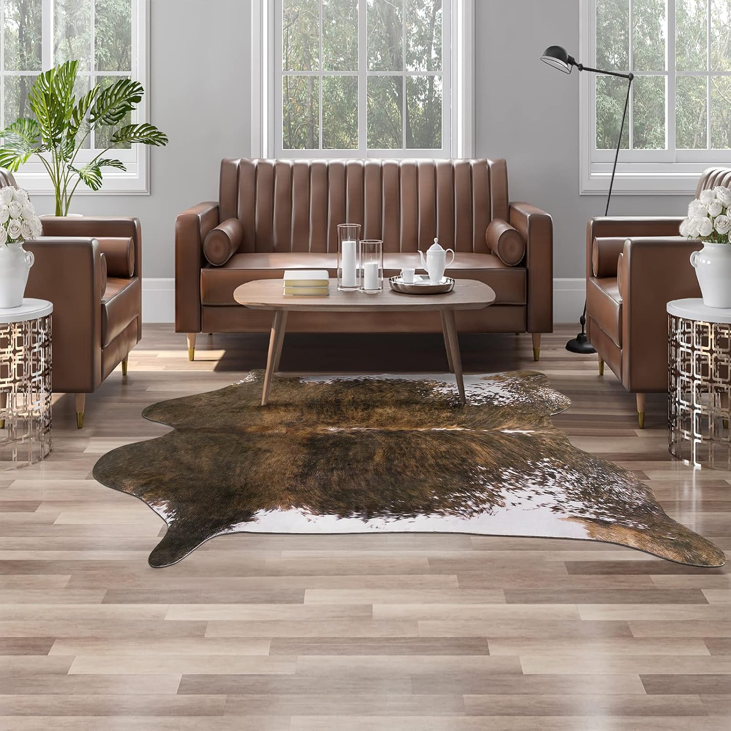 Faux Cow Print Rug Large - Stylish Animal Skin Area Rug