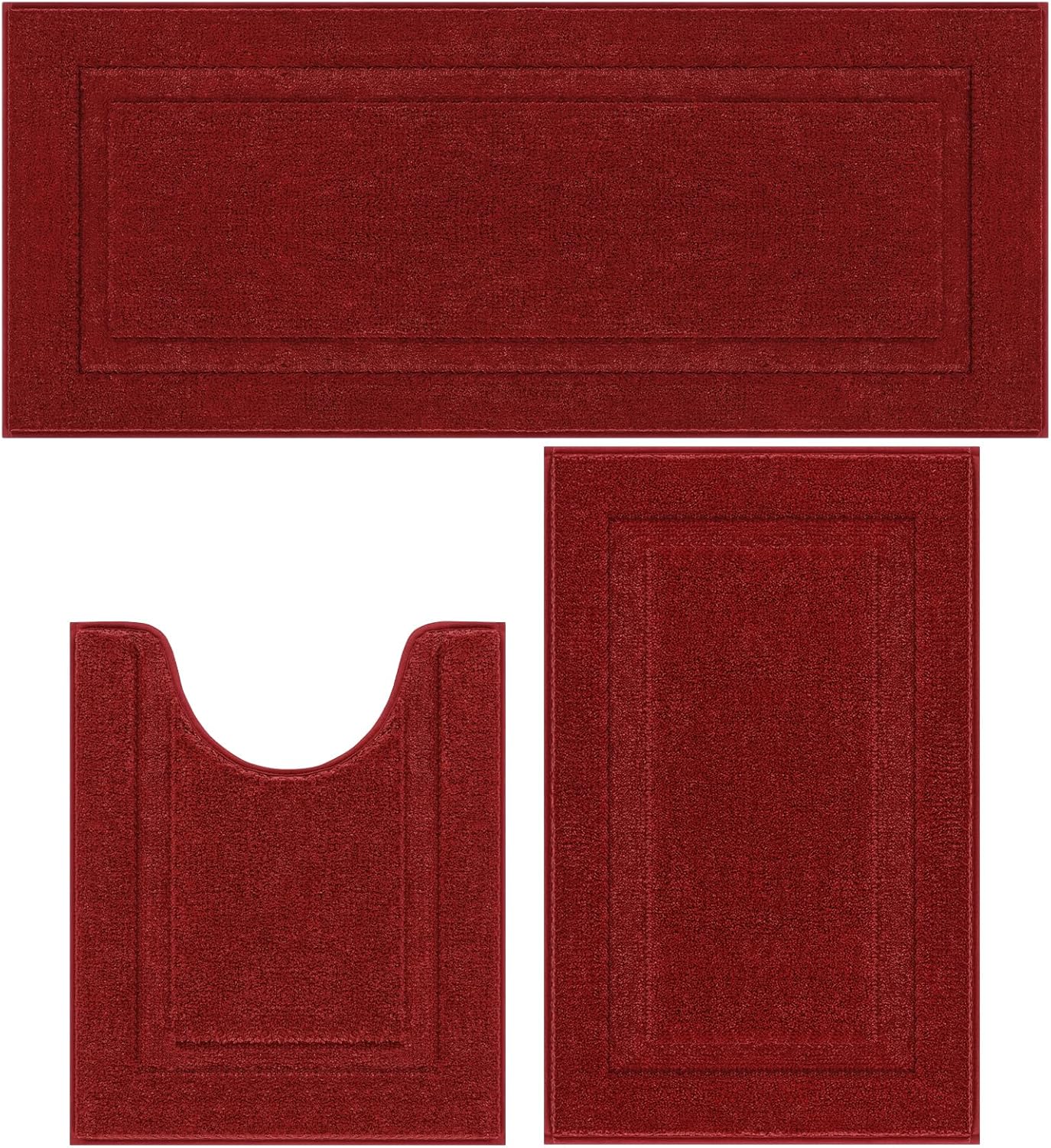 SHACOS Red Christmas Bathroom Rugs Set for Holiday Decor