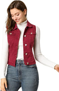 Allegra K Women's Buttoned Washed Denim Vest Jacket - Versatile is