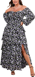 Plus Size Floral Ruffle Long Sleeve Dress for Women's Stylish Look