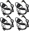 HQRP 4-Pack D Shape Earpiece Headset PTT Mic - Hands Free Radio Kit