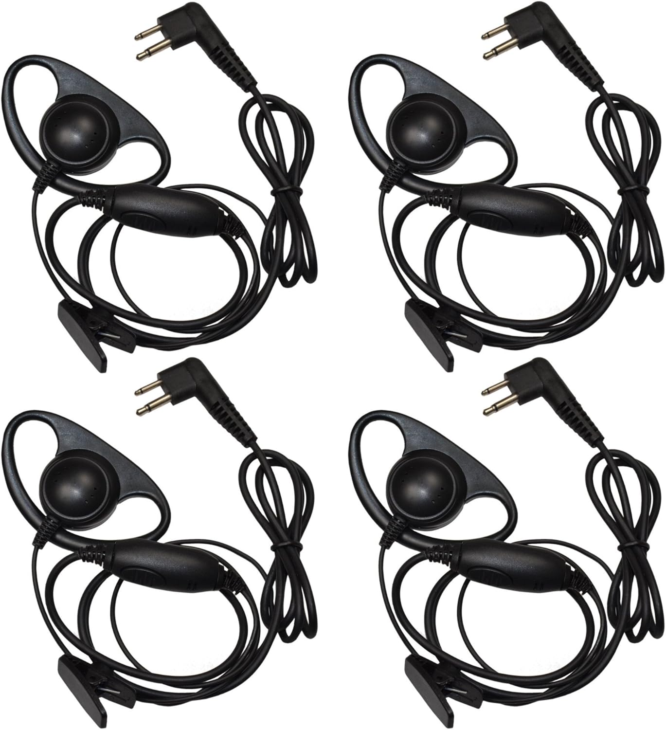 HQRP 4-Pack D Shape Earpiece Headset for Motorola Radios