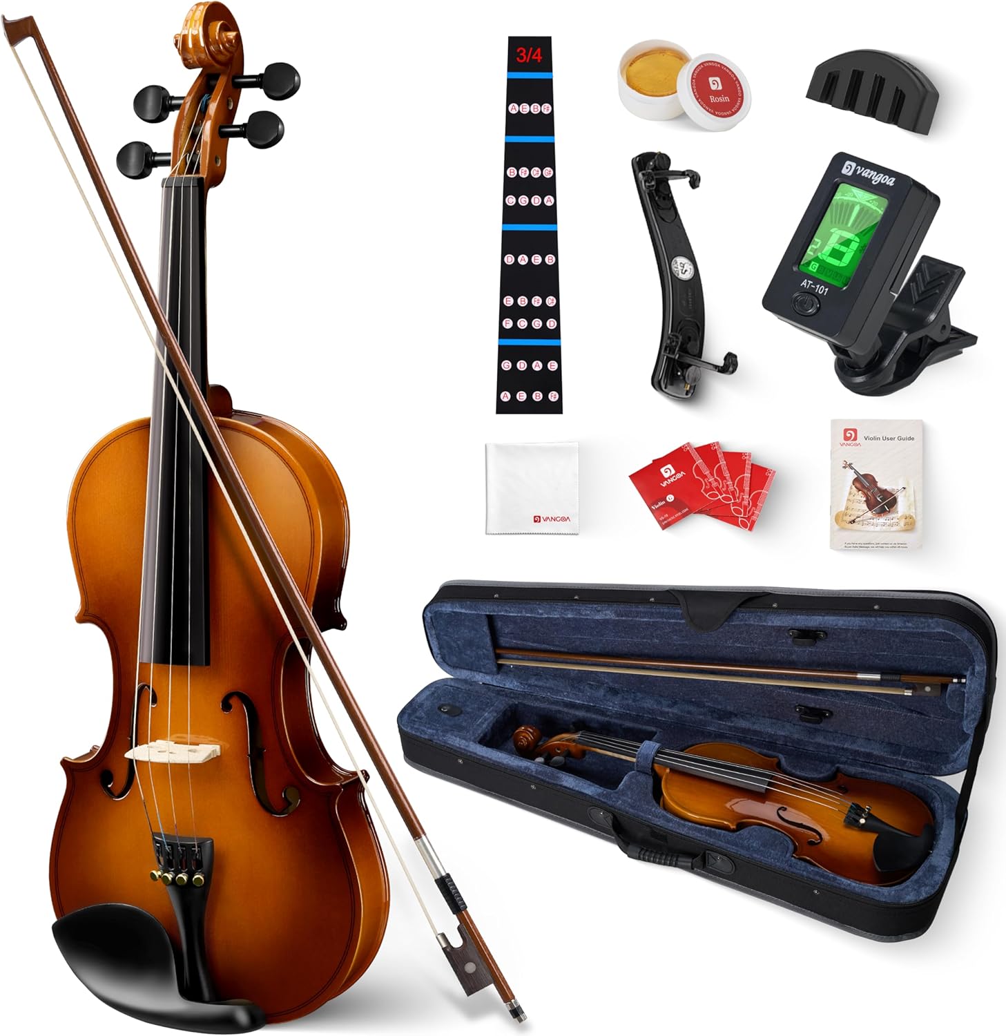 Vangoa 3/4 Size Violin for Kids - Complete Beginner Set