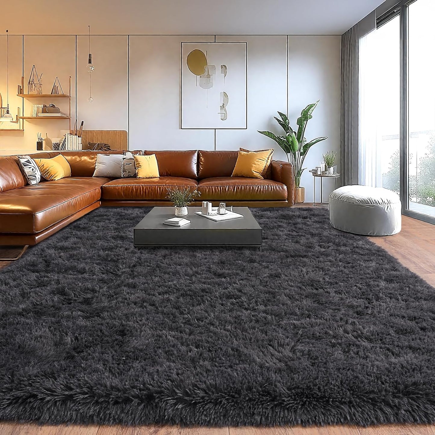 Upgrade Non-Slip Plush Rugs for Living Room - Soft Shaggy Carpet