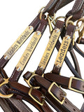 Leaders 3/4ft Leather Halter for Horses Brown with Engraved Name Plate