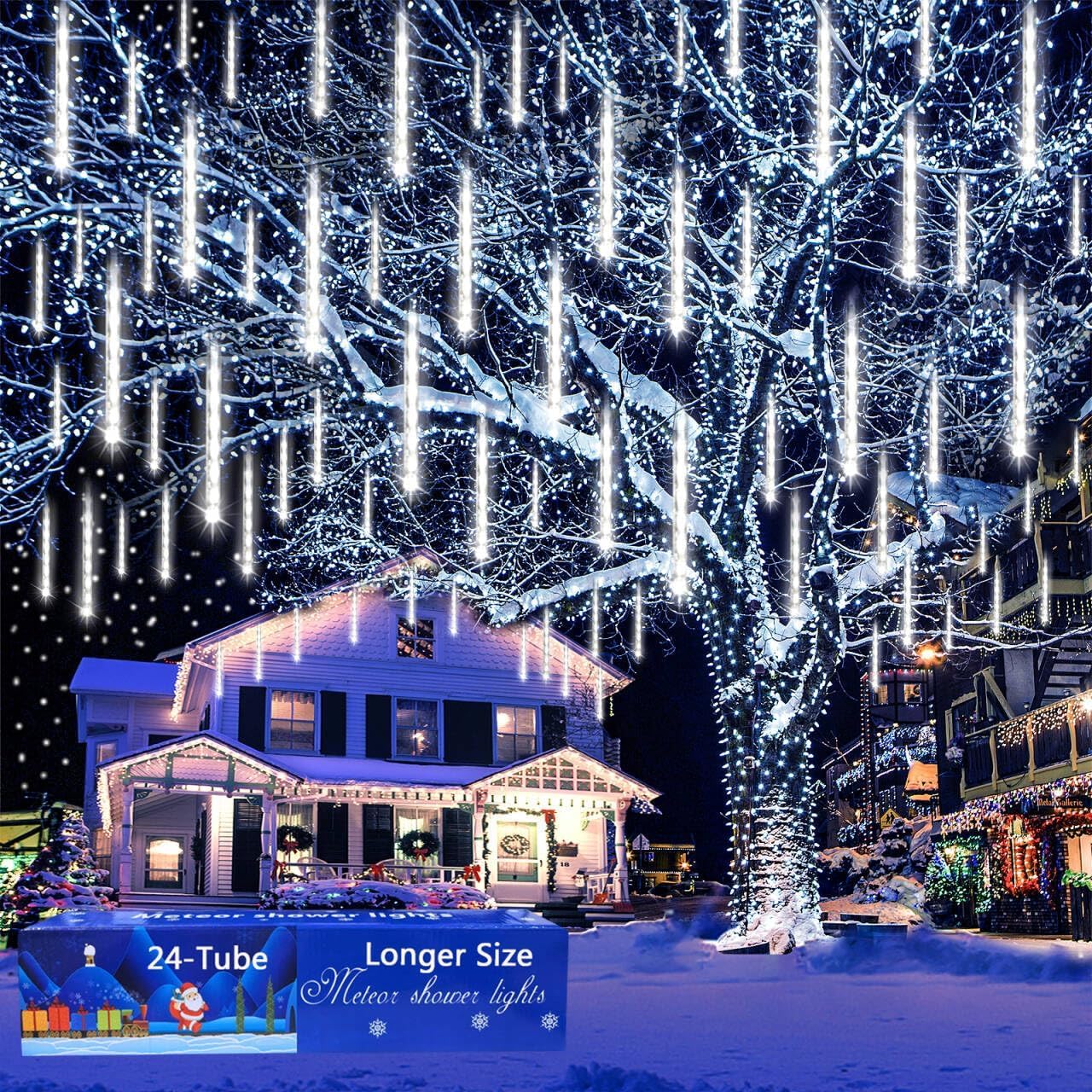 Aokudoni 24 Tubes Meteor Shower Lights for Stunning Holiday Decor