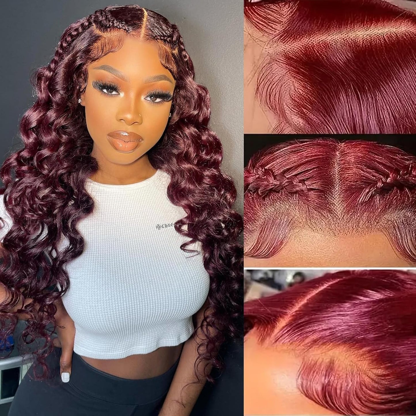 Burgundy Lace Front Wigs Human Hair for Women by ULRICA