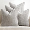 Pack of 4 20x20 in Light Gray Chenille Throw Pillow Covers - Soft