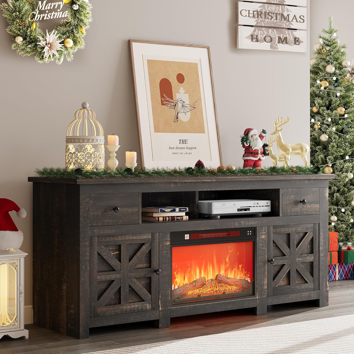 YITAHOME Electric Fireplace TV Stand for TVs up to 80 Inches