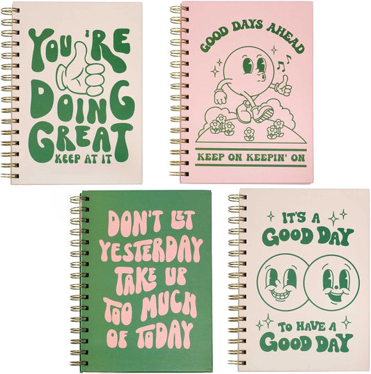 Retro Spiral College Ruled Notebooks 4 Pack - THiNKABLE