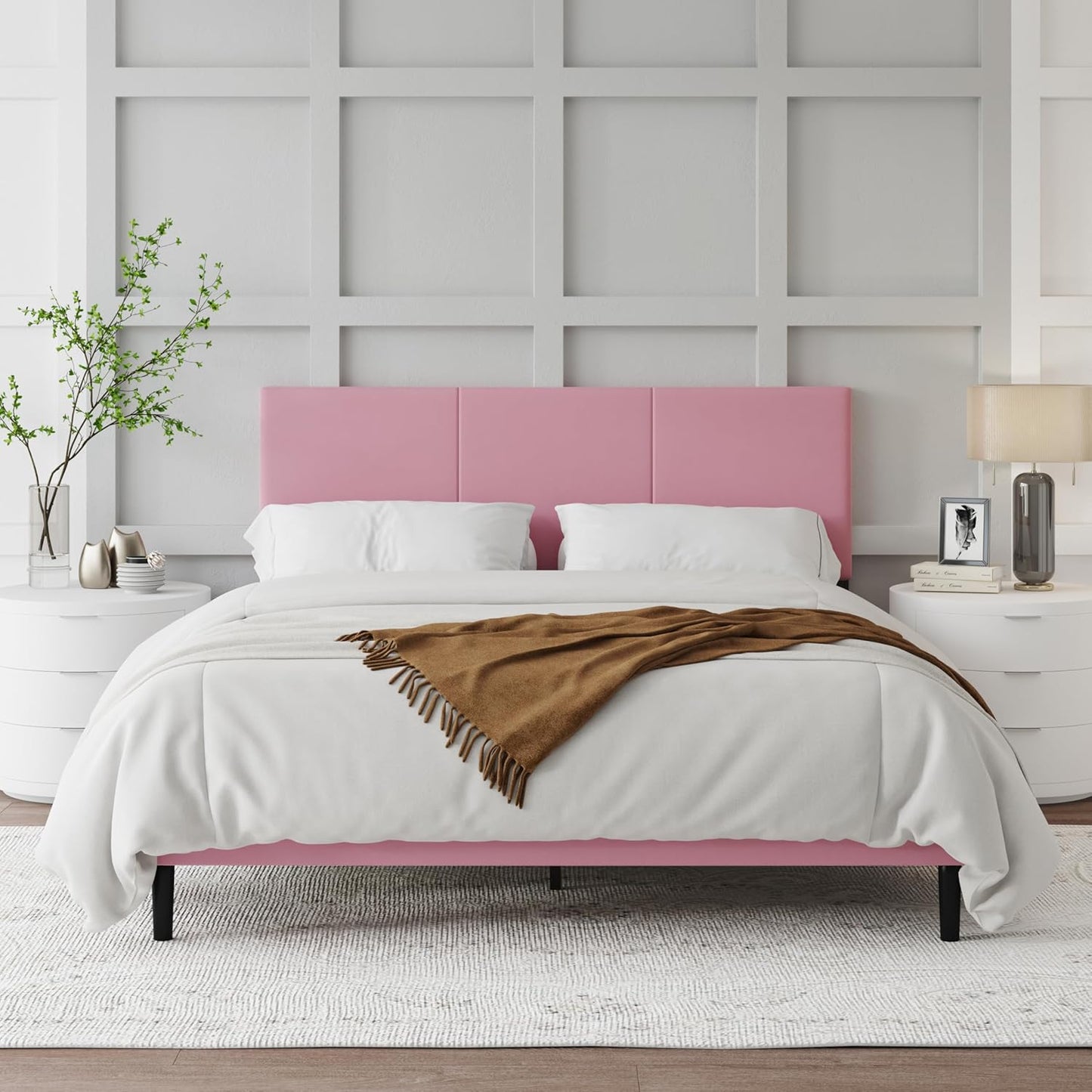 Queen Bed Frame with Upholstered Headboard for Elegant Sleep