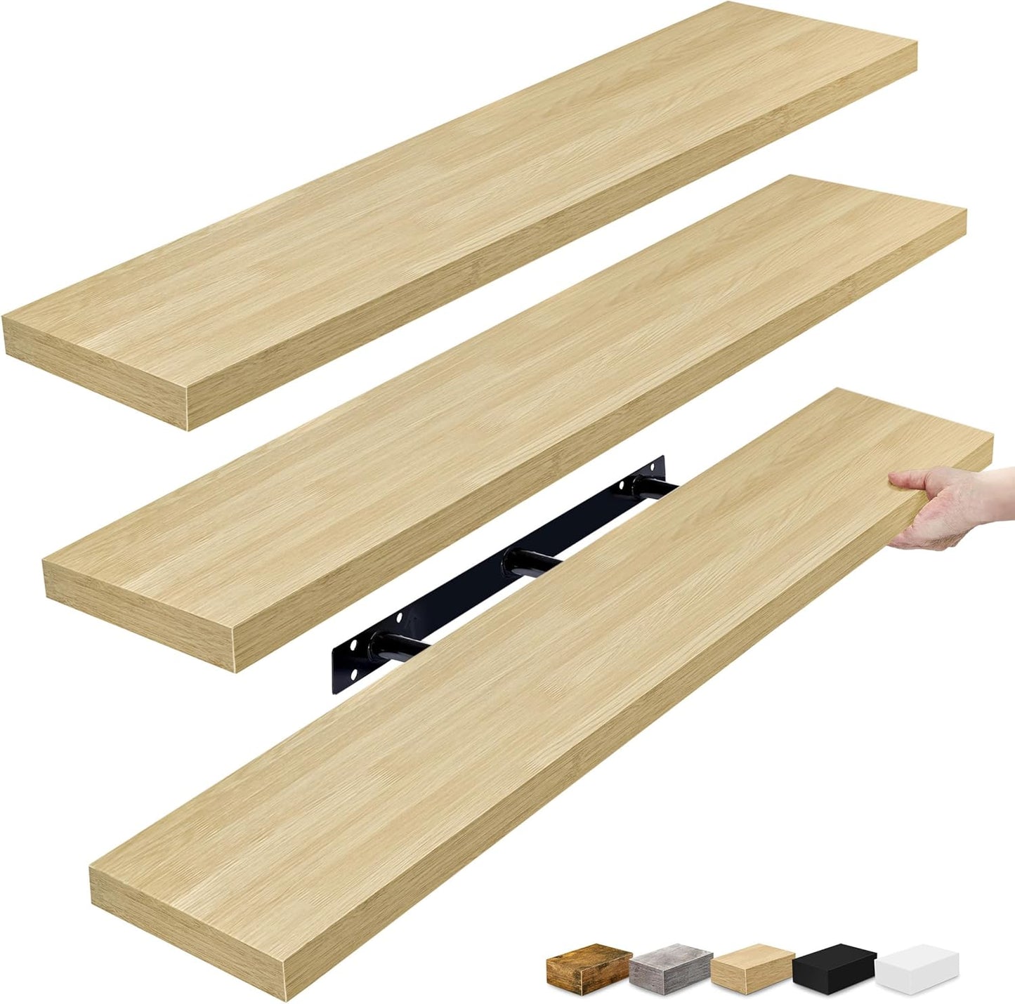 Floating Shelves for Wall - 48 Inch Long Maple Wood Storage