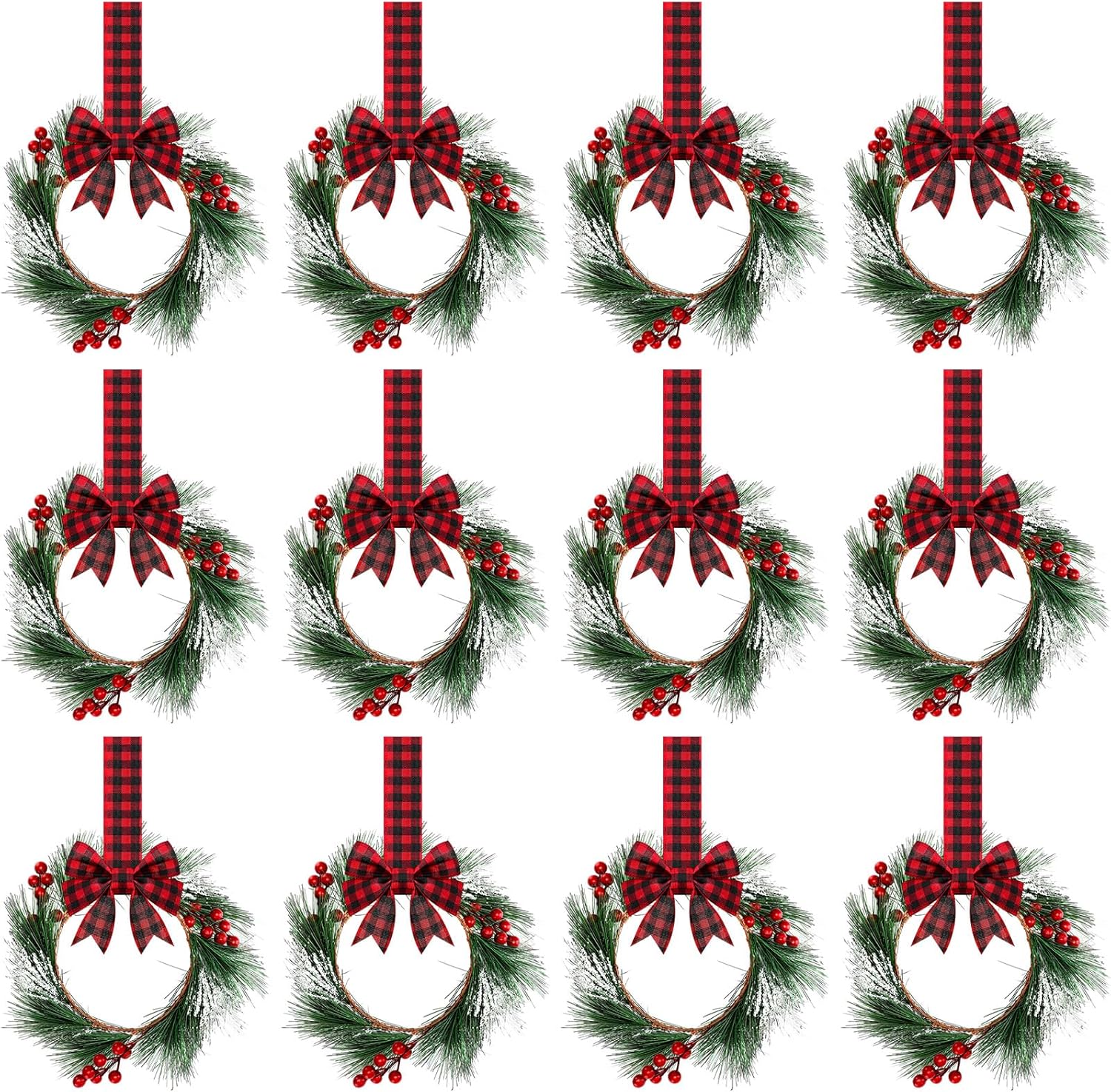 12 Pcs Small Mini Christmas Cabinets Wreaths for Kitchen Decor