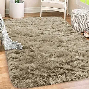 Gorilla Grip Fluffy Faux Fur Rug, 5x7, Soft and Plush Area Rug