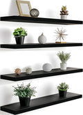 24 Inch Floating Shelves for Wall Rustic Black Wood Wall Shelves Set