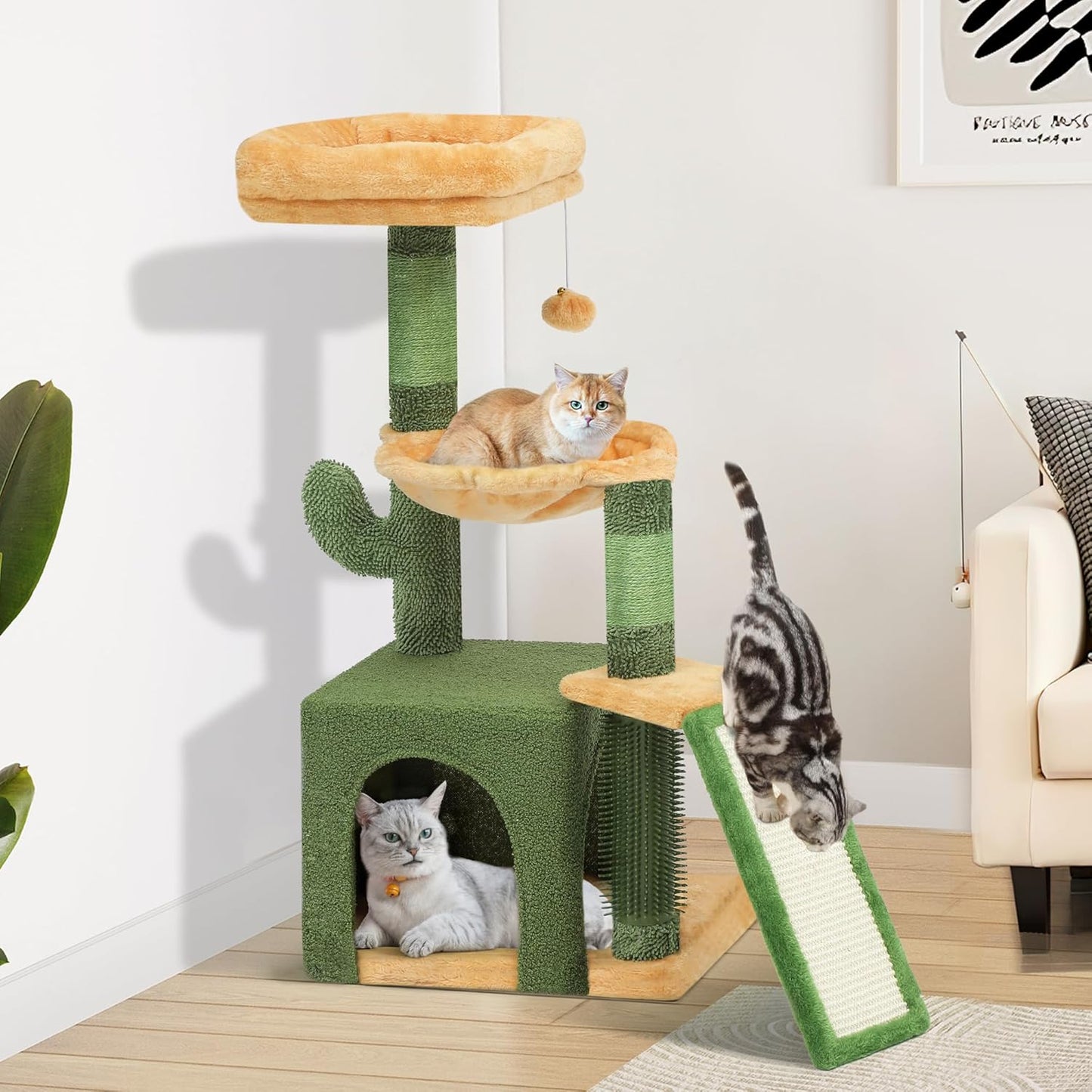 YITAHOME 37in Tall Cactus Cat Tree Tower for Indoor Cats